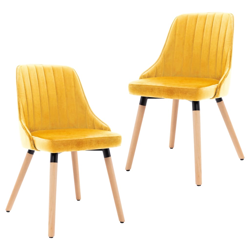323059 vidaXL Dining Chairs 2 pcs Yellow Velvet