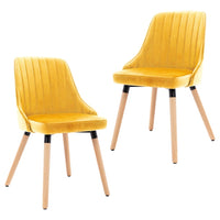 Thumbnail for 323059 vidaXL Dining Chairs 2 pcs Yellow Velvet