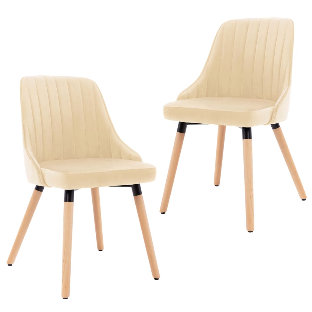 Esszimmerstühle 2 Stk. Creme Samt