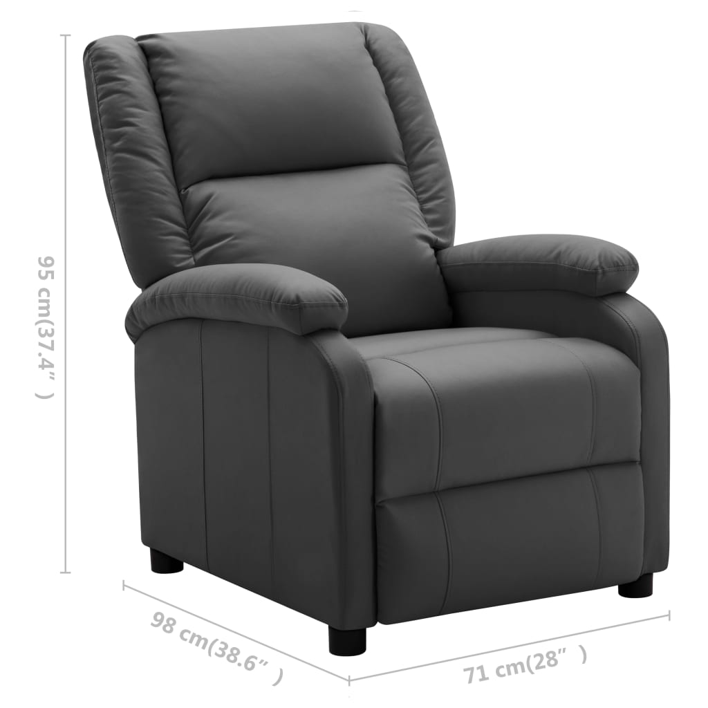322439 vidaXL Recliner Anthracite Faux Leather