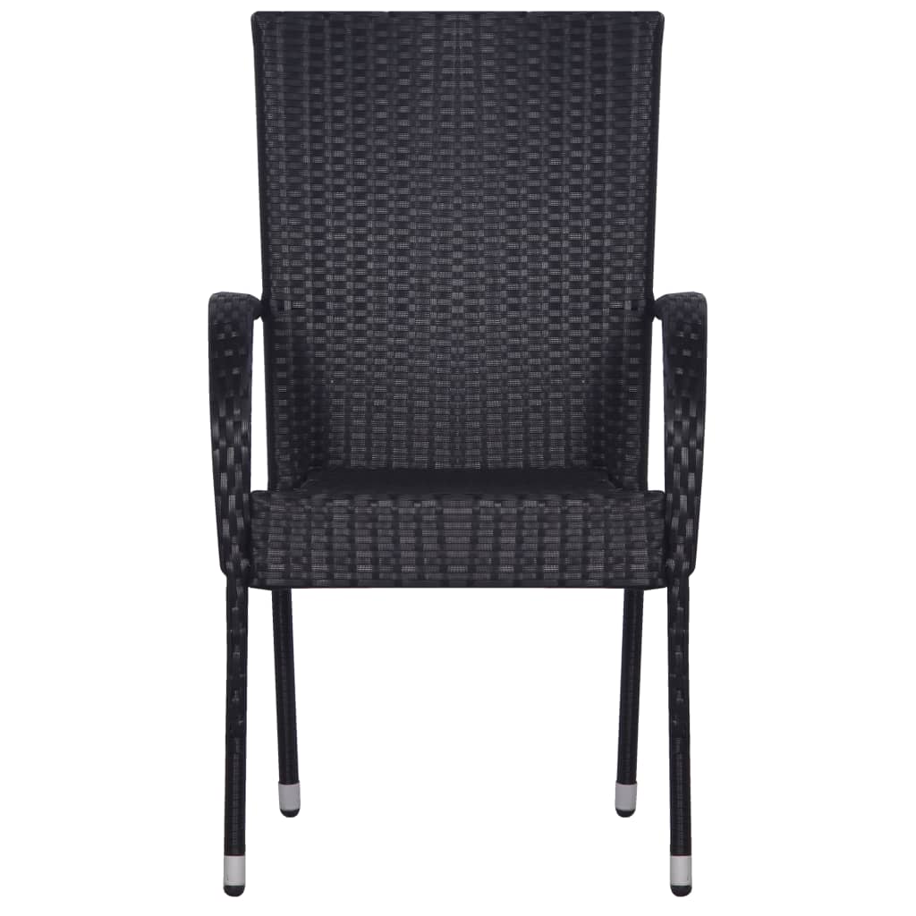 Stapelbare Gartenstühle 6 Stk. Poly Rattan Schwarz