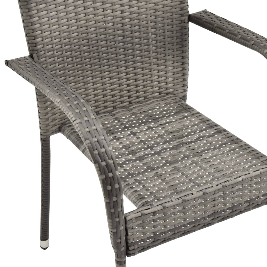 Gartenstühle Stapelbar 6 Stk. Grau Poly Rattan