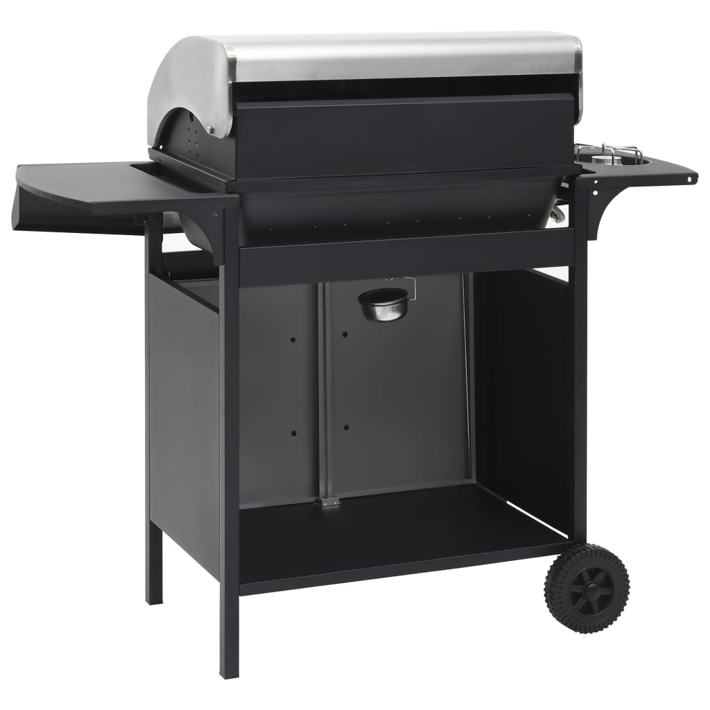 Gasgrill 4+1 Brenner Schwarz und Silbern Stahl & Edelstahl