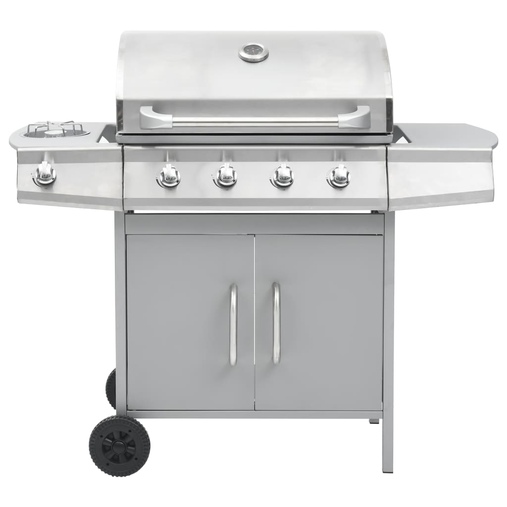Gasgrill 4+1 Brenner Silbern Edelstahl