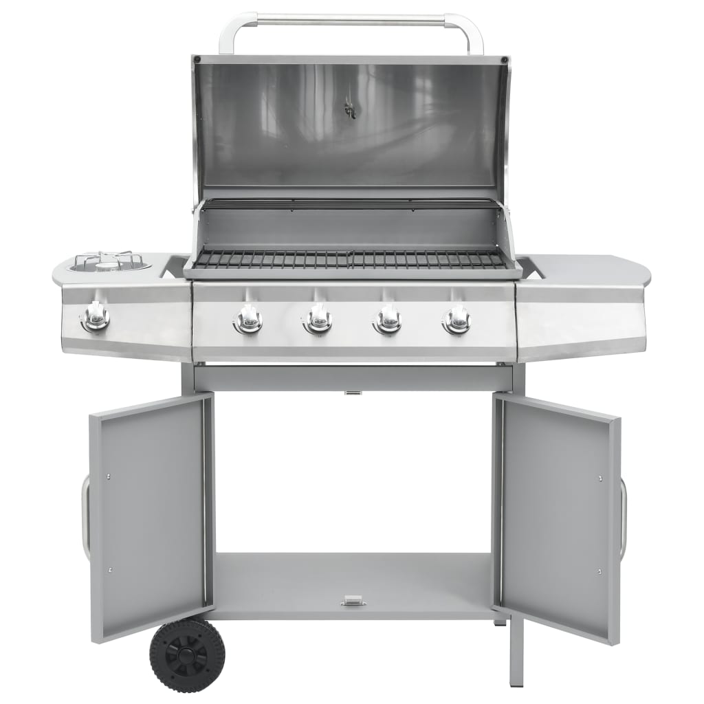 Gasgrill 4+1 Brenner Silbern Edelstahl