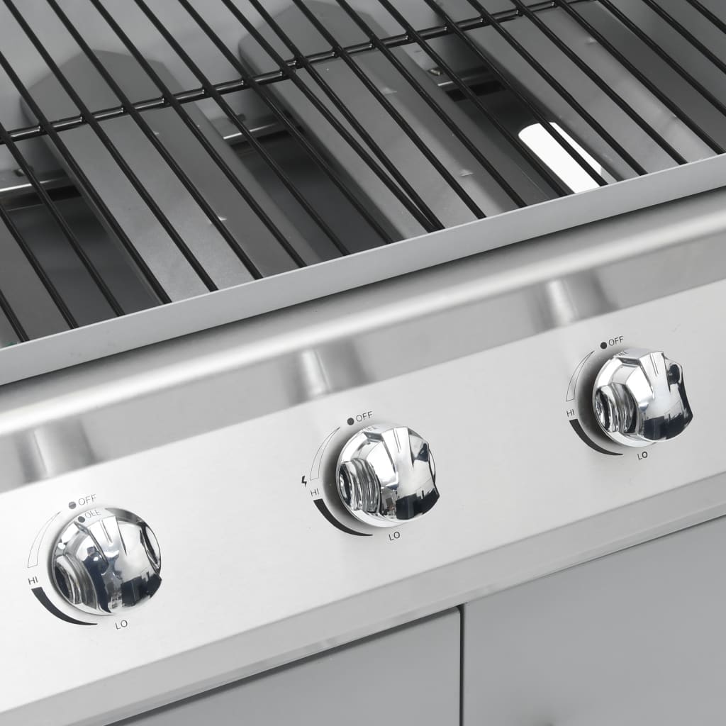 Gasgrill 4+1 Brenner Silbern Edelstahl