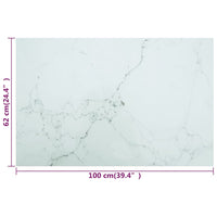 Thumbnail for Tischplatte Weiß 100x62 cm 8 mm Hartglas in Marmoroptik