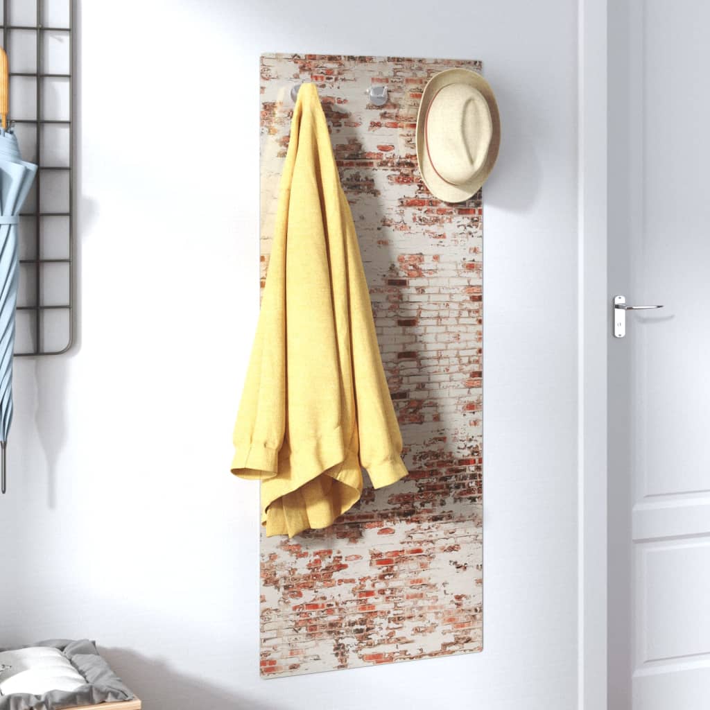 Wandgarderobe 125x50 cm Hartglas Ziegelmauer-Optik