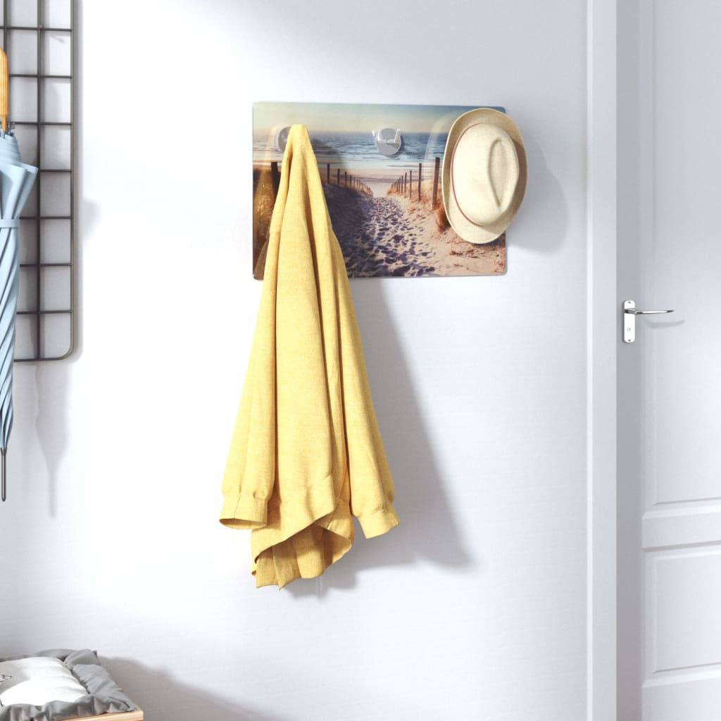Wandgarderobe 40x25 cm Hartglas Strand