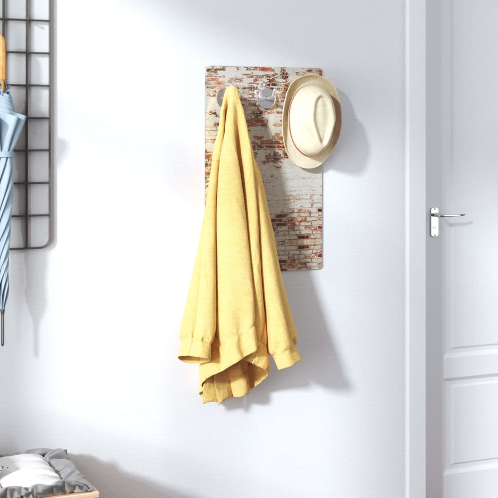 Wandgarderobe 40x25 cm Hartglas Ziegelmauer-Optik