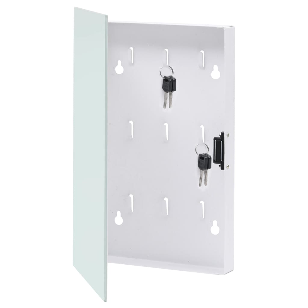 Schlüsselkasten mit Magnettafel Weiß 30x20x5,5 cm