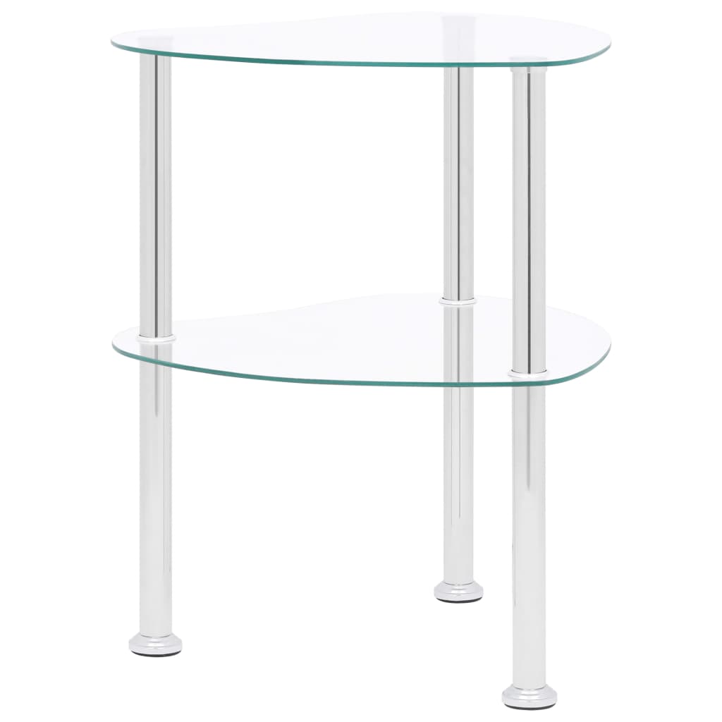 Beistelltisch mit 2 Ablagen Transparent 38x38x50 cm Hartglas