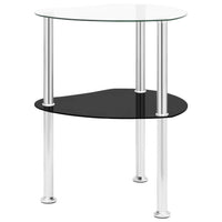 Thumbnail for 322786 vidaXL 2-Tier Side Table Transparent & Black 38x38x50cm Tempered Glass
