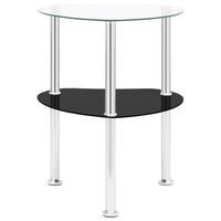 Thumbnail for 322786 vidaXL 2-Tier Side Table Transparent & Black 38x38x50cm Tempered Glass