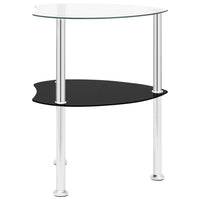Thumbnail for 322786 vidaXL 2-Tier Side Table Transparent & Black 38x38x50cm Tempered Glass