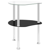 Thumbnail for 322786 vidaXL 2-Tier Side Table Transparent & Black 38x38x50cm Tempered Glass