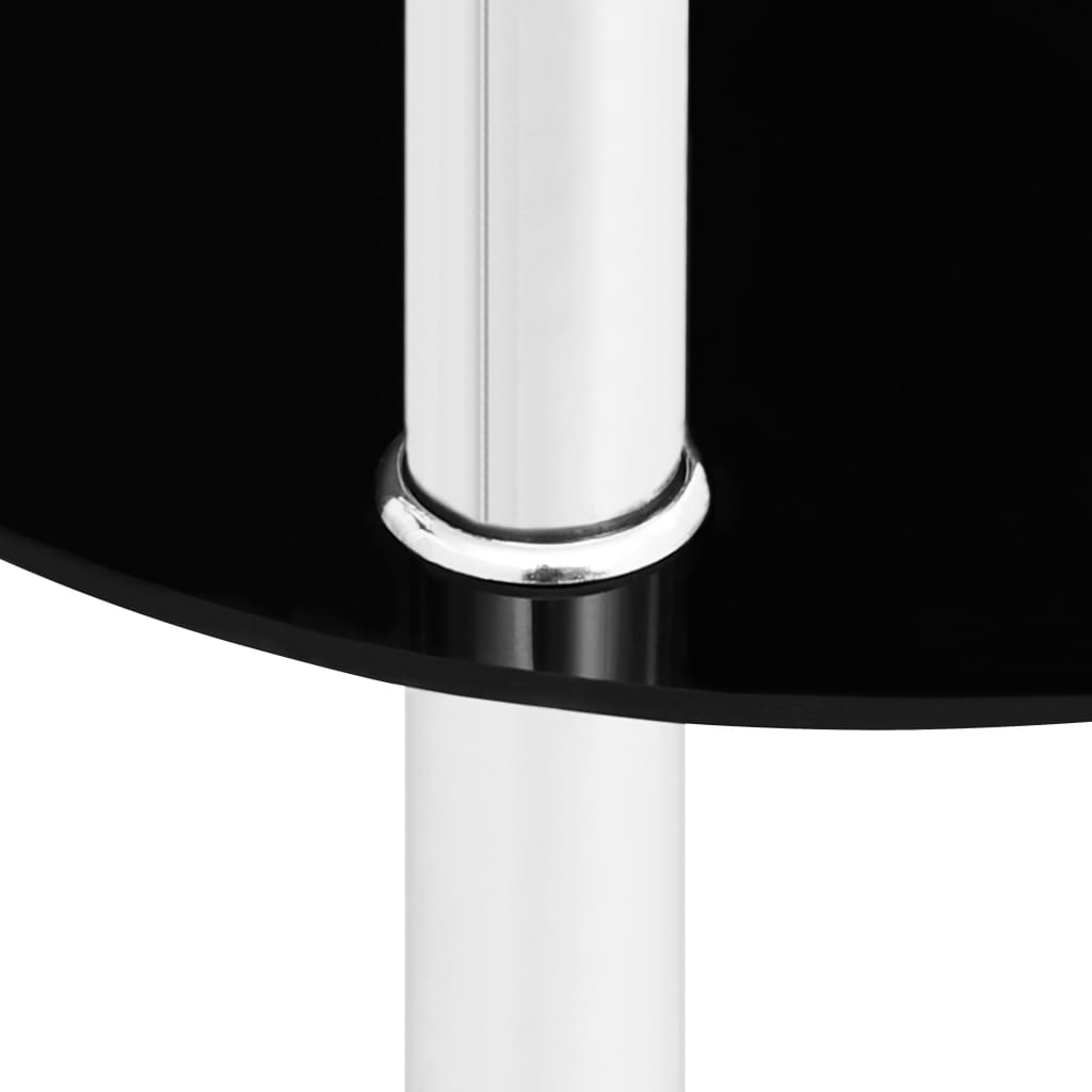 322786 vidaXL 2-Tier Side Table Transparent & Black 38x38x50cm Tempered Glass