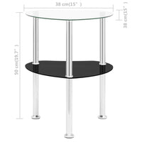 Thumbnail for 322786 vidaXL 2-Tier Side Table Transparent & Black 38x38x50cm Tempered Glass