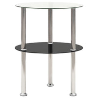 Thumbnail for Beistelltisch mit 2 Ablagen Transparent Schwarz 38 cm Hartglas