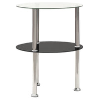 Thumbnail for Beistelltisch mit 2 Ablagen Transparent Schwarz 38 cm Hartglas