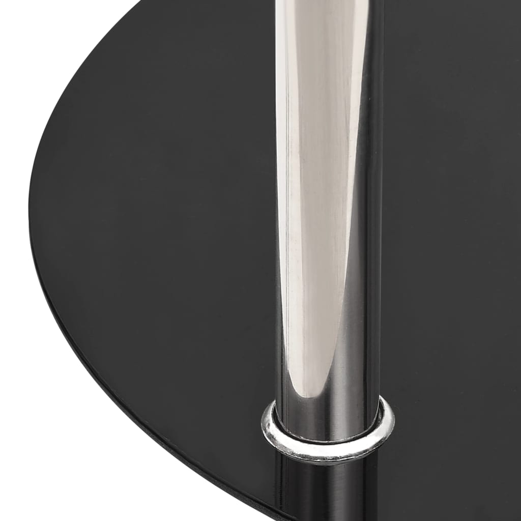 Beistelltisch mit 2 Ablagen Transparent Schwarz 38 cm Hartglas