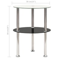 Thumbnail for Beistelltisch mit 2 Ablagen Transparent Schwarz 38 cm Hartglas
