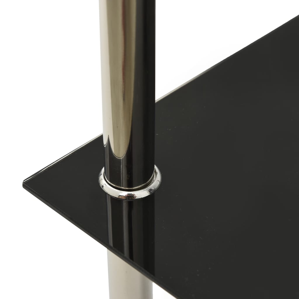 Beistelltisch 2 Ablagen Transparent Schwarz 38x38x50cm Hartglas