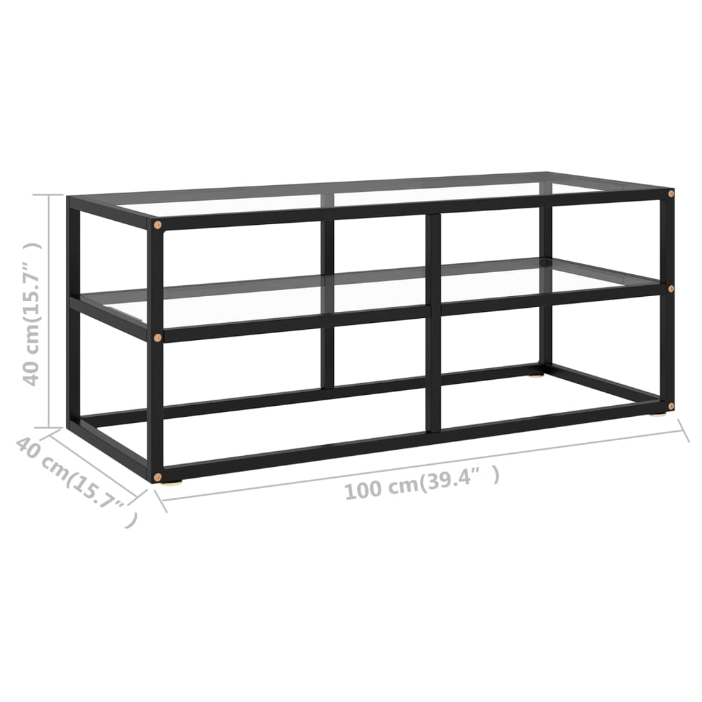 TV-Schrank Schwarz mit Hartglas 100x40x40 cm