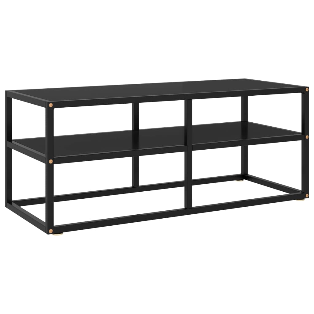 TV-Schrank Schwarz mit schwarzem Glas 100x40x40 cm