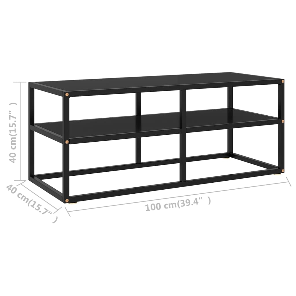 TV-Schrank Schwarz mit schwarzem Glas 100x40x40 cm