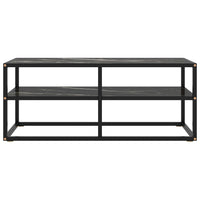 Thumbnail for TV-Schrank Schwarz mit Schwarzer Marmor-Optik Glas 100x40x40 cm