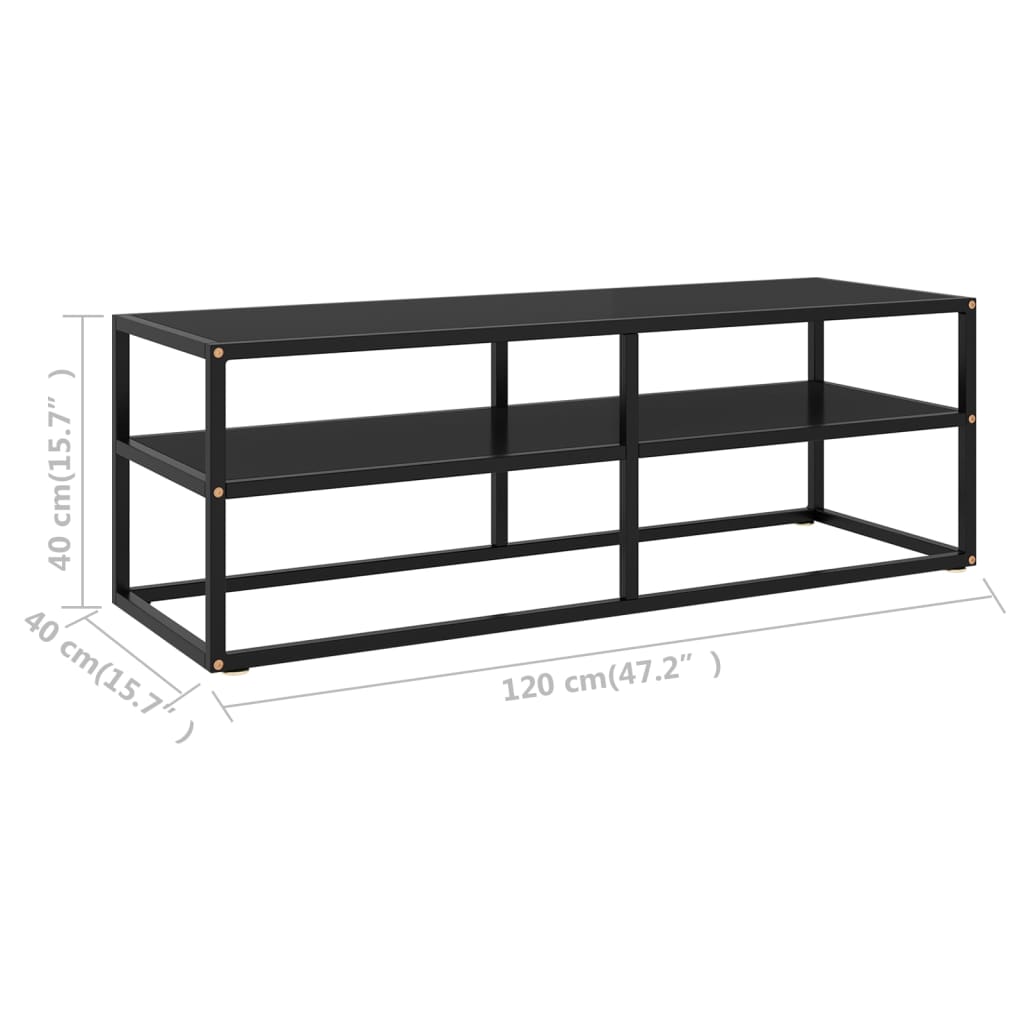 TV-Schrank Schwarz mit schwarzem Glas 120x40x40 cm