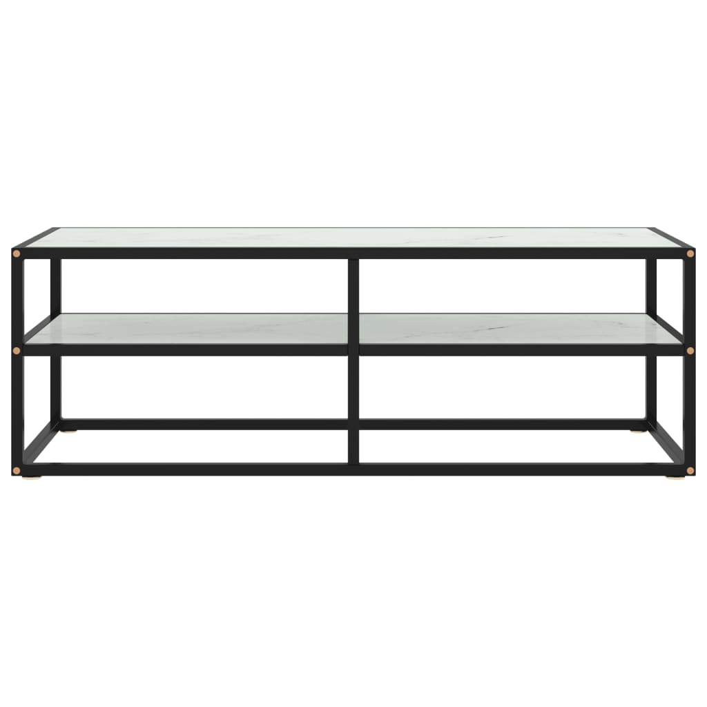 TV-Schrank Schwarz mit Weißer Marmor-Optik Glas 120x40x40 cm