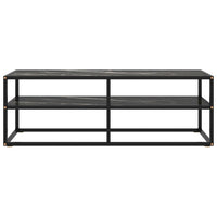 Thumbnail for TV-Schrank Schwarz mit Schwarzer Marmor-Optik Glas 120x40x40 cm