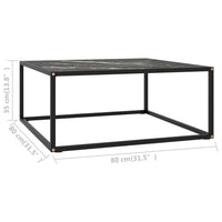 Thumbnail for Couchtisch Schwarz mit Schwarzem Glas in Marmor-Optik 80x80x35