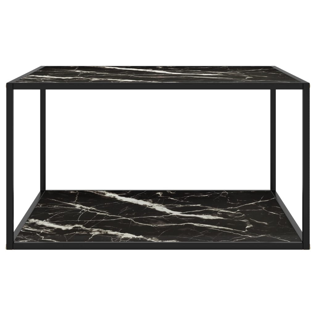 Couchtisch Schwarz mit Schwarzem Glas Marmor-Optik 90x90x50 cm