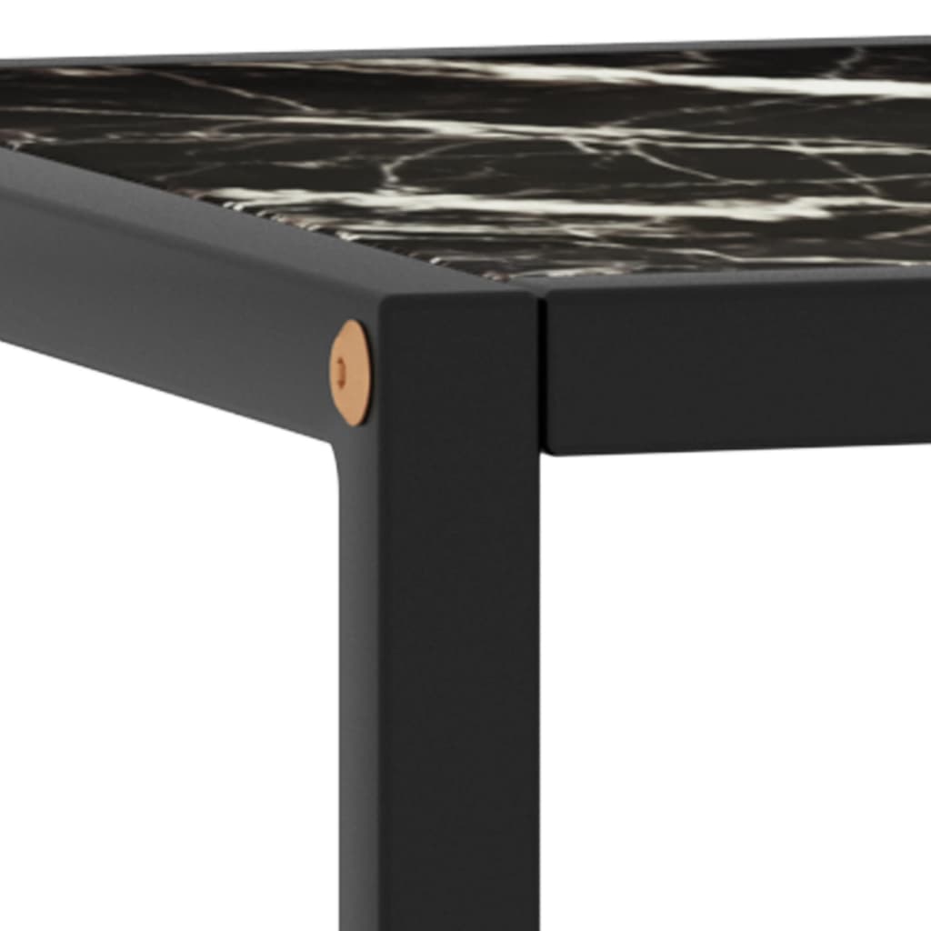 Couchtisch Schwarz mit Schwarzem Glas Marmor-Optik 90x90x50 cm