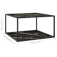 Thumbnail for Couchtisch Schwarz mit Schwarzem Glas Marmor-Optik 90x90x50 cm