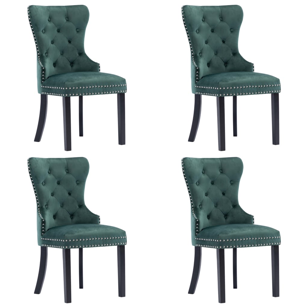 Esszimmerstühle 4 Stk. Dunkelgrün Samt