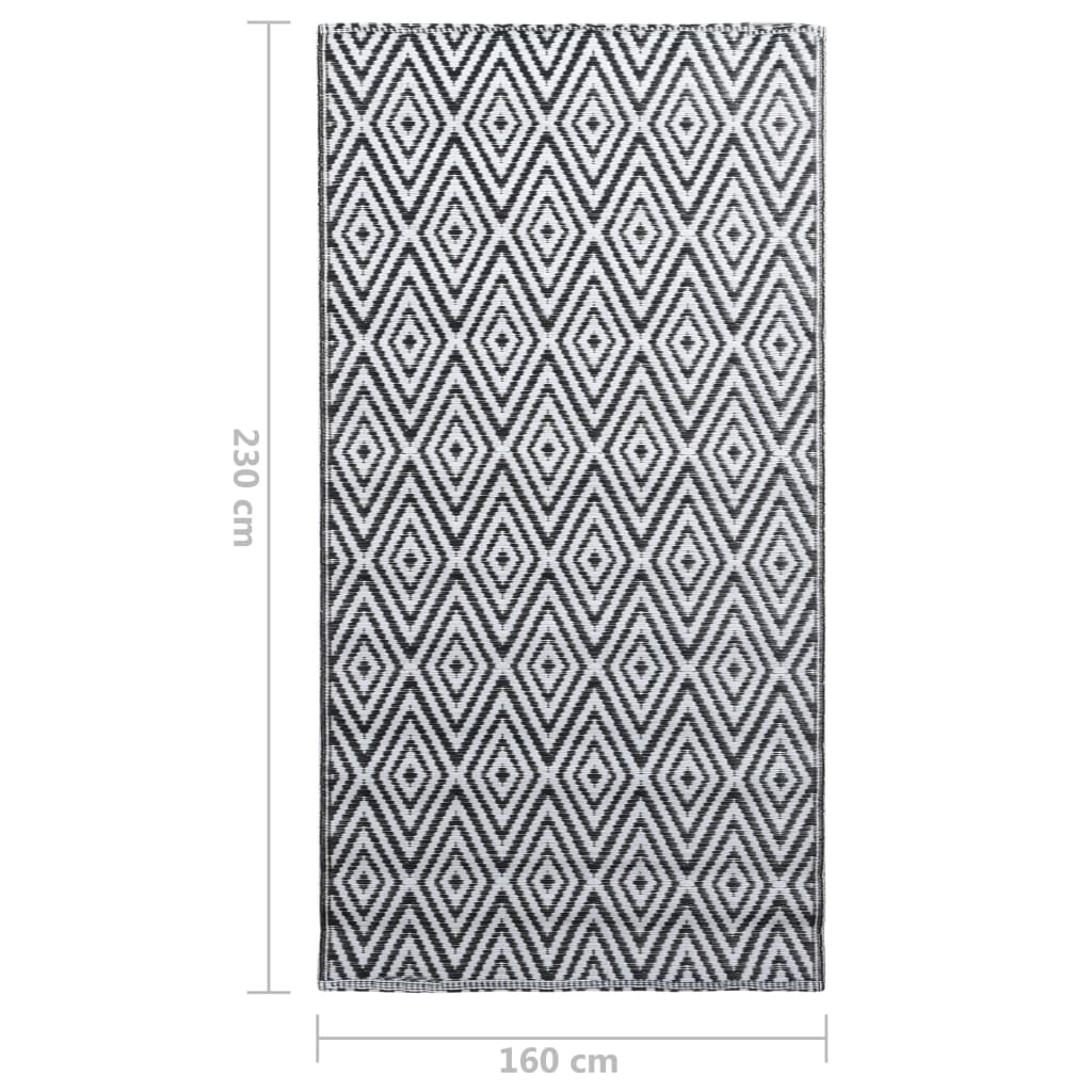 Outdoor-Teppich Weiß und Schwarz 160x230 cm PP