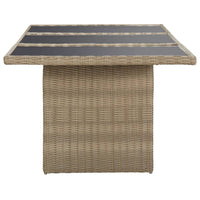 Thumbnail for Garten-Esstisch Braun 200x100x74 cm Glas und Poly Rattan