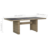 Thumbnail for Garten-Esstisch Braun 200x100x74 cm Glas und Poly Rattan