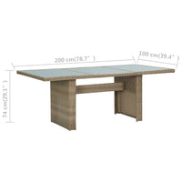 Thumbnail for Garten-Esstisch Braun 200x100x74 cm Glas und Poly Rattan