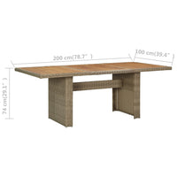 Thumbnail for Garten-Esstisch Braun 200x100x74 cm Poly Rattan