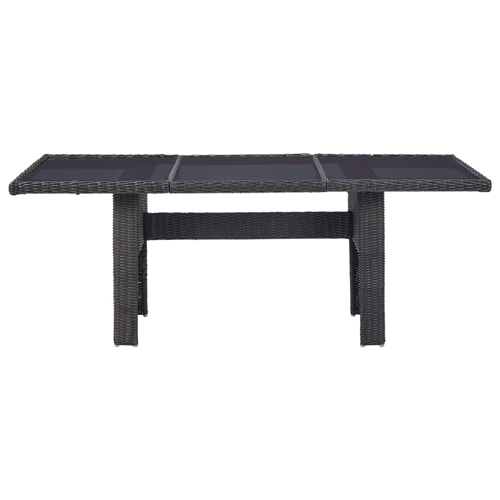 Garten-Esstisch Schwarz 200x100x74 cm Glas und Poly Rattan