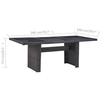 Thumbnail for Garten-Esstisch Schwarz 200x100x74 cm Glas und Poly Rattan