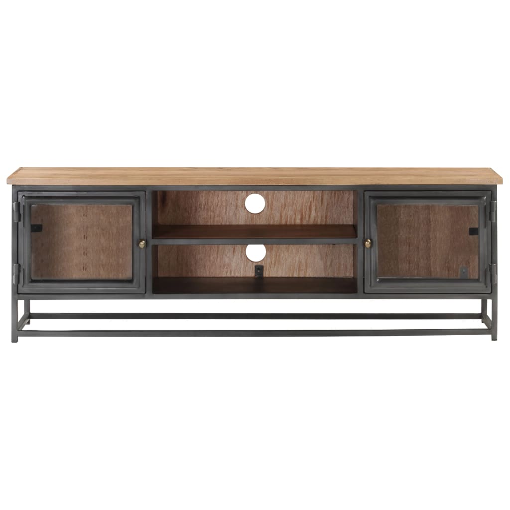 TV-Schrank Grau 120x30x40 cm Massivholz Akazie und Stahl