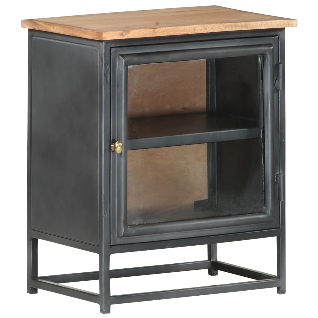 Nachttisch Grau 40x30x50 cm Massivholz Akazie