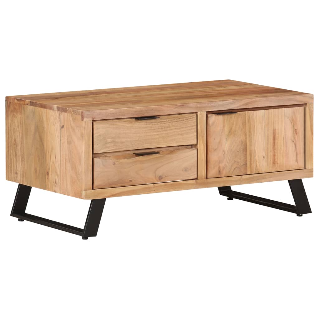 Couchtisch 90x50x40 cm Massivholz Akazie mit Naturkanten