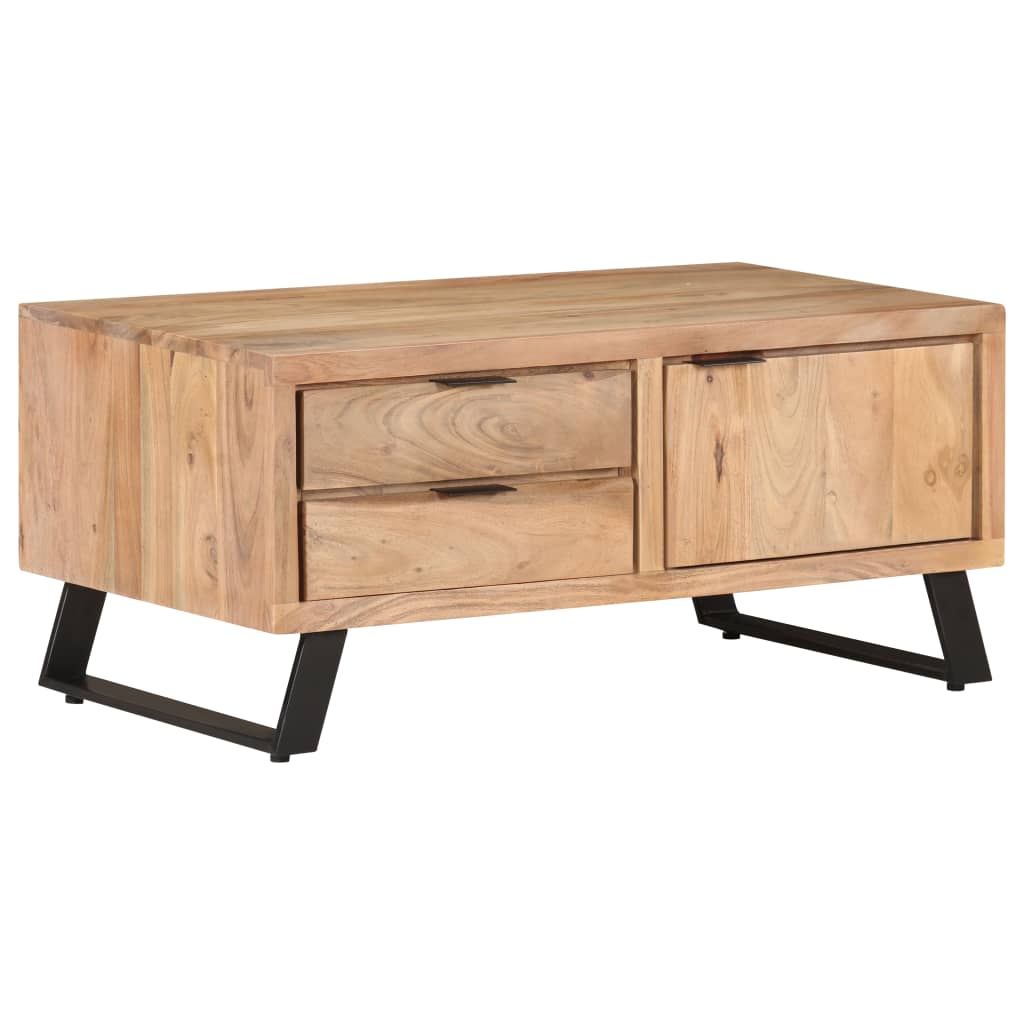 Couchtisch 90x50x40 cm Massivholz Akazie mit Naturkanten